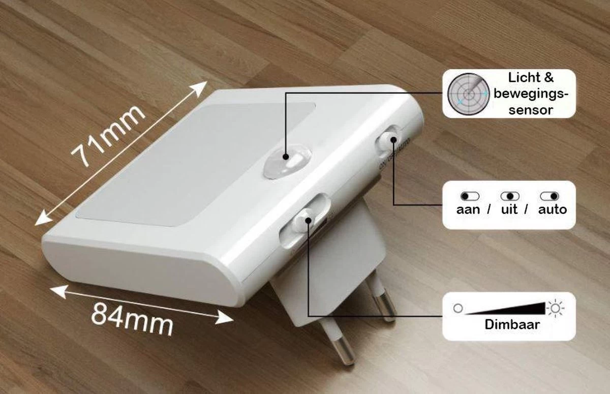 Merkloos 2 X Stopcontact Lampje Met Bewegingssensor – Plugin Ledlamp – Nachtlampje - Warm Licht – Dimbaar 9 Merkloos 2 X Stopcontact Lampje Met Bewegingssensor – Plugin Ledlamp – Nachtlampje - Warm Licht – Dimbaar - Afbeelding 9