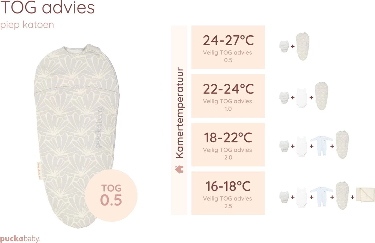 Puckababy Inbakerslaapzak Original Piep 0-3 Maanden -Seashell Stone 7 Puckababy Inbakerslaapzak Original Piep 0-3 Maanden -Seashell Stone - Afbeelding 7