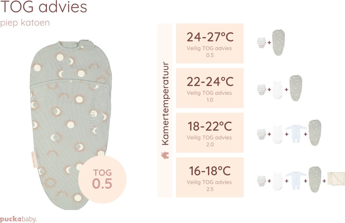 Puckababy Inbakerslaapzak Original Piep 0-3 Maanden - Eclipse Clay 6 Puckababy Inbakerslaapzak Original Piep 0-3 Maanden - Eclipse Clay - Afbeelding 6