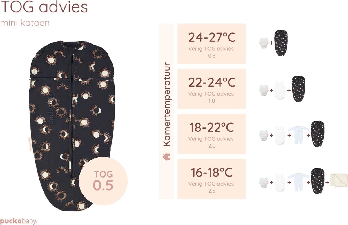 Puckababy Inbakerslaapzak Original Mini - 3-6 Maanden - Cotton - Eclipse Night 7 Puckababy Inbakerslaapzak Original Mini - 3-6 Maanden - Cotton - Eclipse Night - Afbeelding 7