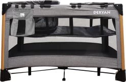 Deryan Luxe Campingbed Compleet - 120x60cm - Bodemverhoger - Verschoonblad - Opbergmand - Grijs