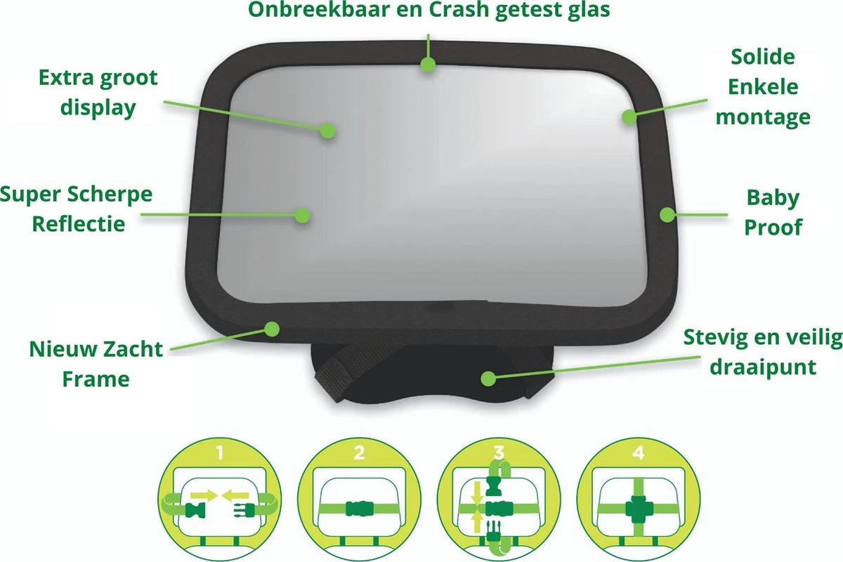 Autospiegel Baby 360° Verstelbaar Voor Hoofdsteun Autostoel -Achteruitkijkspiegel - Achterbankspiegel Kinderen -Baby Veiligheid Accessoires - Zwart 4 Autospiegel Baby 360° Verstelbaar Voor Hoofdsteun Autostoel -Achteruitkijkspiegel - Achterbankspiegel Kinderen -Baby Veiligheid Accessoires - Zwart - Afbeelding 4