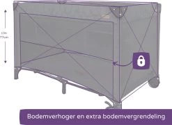 Prénatal Luxe Campingbedje Met Bodemverhoger - Inklapbaar Baby Campingbed - Reisbedje Met Wieltjes - Inclusief Bodemmatras - 120 X 60 Cm - Zwart -Babyproducten Uitverkoop 1200x873 2