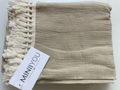 Hydrofiele Doek XL Met Franjes - 120x120 Cm - Taupe -Babyproducten Uitverkoop 1200x900 132