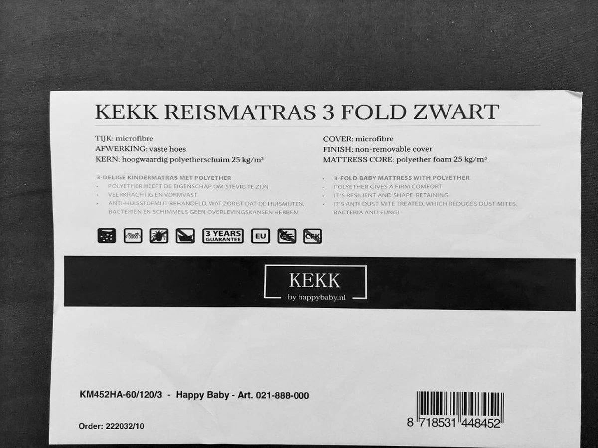 Kekk Campingbedmatras Matras Voor Campingbedje Opvouwbaar 60 X 120 Cm Zwart In Draagtas 4 Kekk Campingbedmatras Matras Voor Campingbedje Opvouwbaar 60 X 120 Cm Zwart In Draagtas - Afbeelding 4