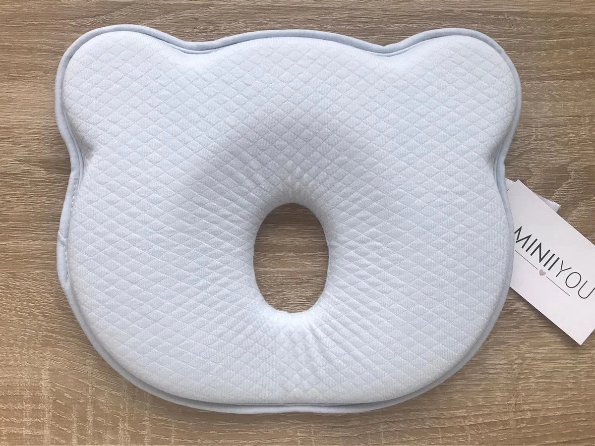 MINIIYOU® Orthopedisch Baby Hoofdkussen - Blauw - Plat Hoofd - Katoen - Traagschuim Vulling 5 MINIIYOU® Orthopedisch Baby Hoofdkussen - Blauw - Plat Hoofd - Katoen - Traagschuim Vulling - Afbeelding 5