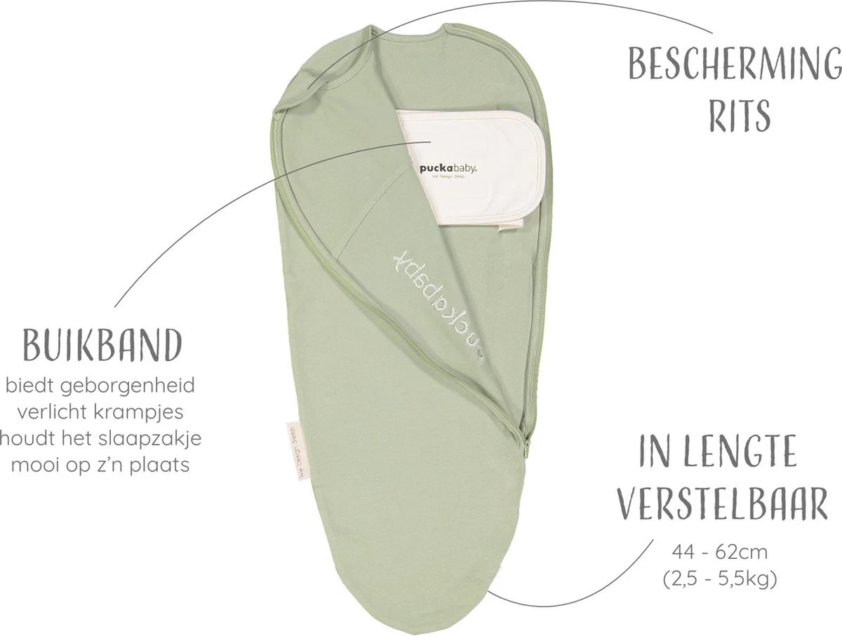 Puckababy Inbakerslaapzak Original Piep 0-3 Maanden - Olive 3 Puckababy Inbakerslaapzak Original Piep 0-3 Maanden - Olive - Afbeelding 3