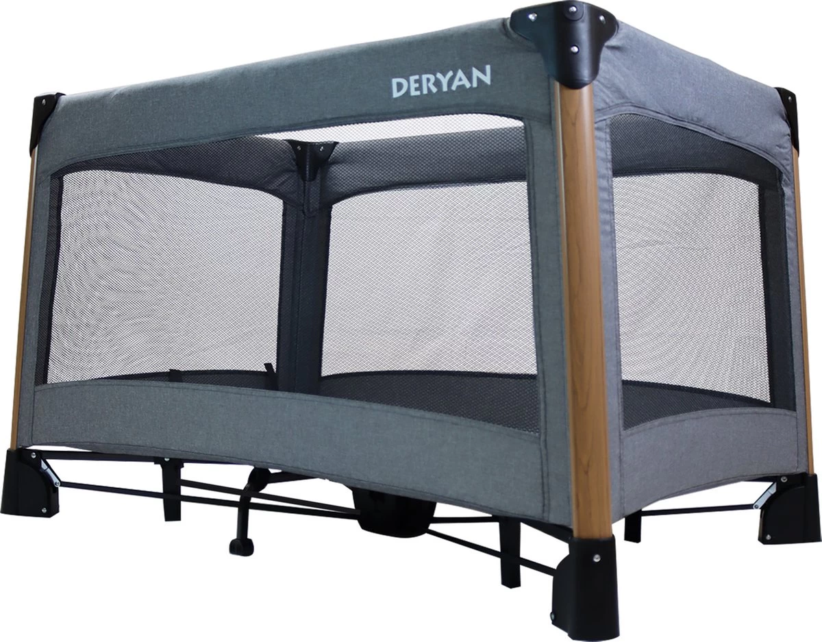Deryan Luxe Campingbed Compleet - 120x60cm - Bodemverhoger - Verschoonblad - Opbergmand - Grijs 5 Deryan Luxe Campingbed Compleet - 120x60cm - Bodemverhoger - Verschoonblad - Opbergmand - Grijs - Afbeelding 5