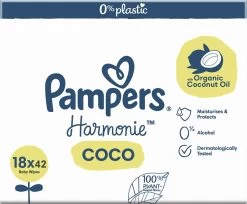 Pampers® Pampers Harmonie Coco - Billendoekjes Met Biologische Kokosolie - 756 Doekjes -Babyproducten Uitverkoop 1200x989 4