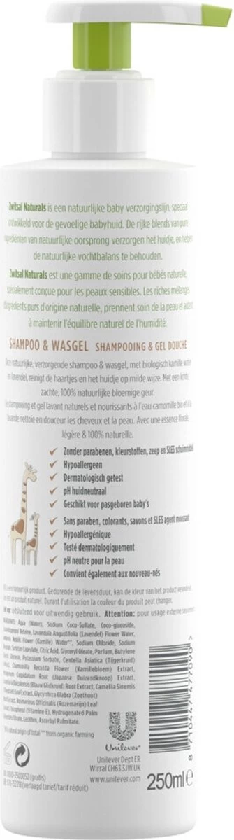 Zwitsal Naturals Shampoo&Wasgel 250ml 2 Zwitsal Naturals Shampoo&Wasgel 250ml - Afbeelding 2