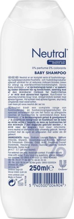 Neutral 0% Baby Shampoo Parfumvrij - 750 Ml - Voordeelverpakking -Babyproducten Uitverkoop 410x1200