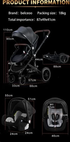 Belecoo - Luxe Kinderwagen - 3-in-1 Buggy - Opklapbare Wandelwagen - Autostoel - Wieg - Multifunctioneel - Zwart -Babyproducten Uitverkoop 596x1200 1