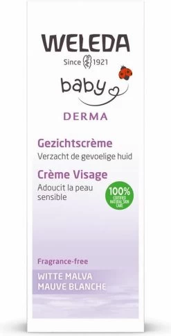 Weleda Baby Sensitive Witte Malva Gezichtscrème -Babyproducten Uitverkoop 613x1200 1