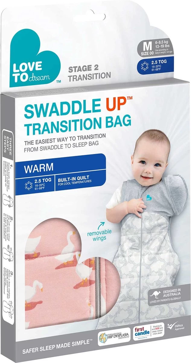 Love To Dream™ Swaddle Up™ Overgangsslaapzak – Medium 6 - 8,5 Kg – 2.5 TOG (16°C- 20°C) – Pink – Fase 2 Uitbakeren 4 Love To Dream™ Swaddle Up™ Overgangsslaapzak – Medium 6 - 8,5 Kg – 2.5 TOG (16°C- 20°C) – Pink – Fase 2 Uitbakeren - Afbeelding 4
