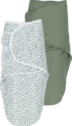 Meyco Cheetah/Uni Swaddlemeyco Inbakerdoek - 2-pack - Forest Green - 0-3 Maanden
