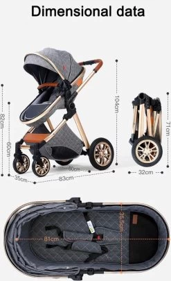Merkloos Luxe Multi-functionele 3 In 1 Kinderwagen - Kwalitatieve Buggy - Opklapbare Wandelwagen - Khaki -Babyproducten Uitverkoop 731x1200 3