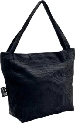 Louka Mom Bag Rib Zwart - Luiertas - Trendy Shopper - Verzorgingstas Baby - Boodschappentas Kinderwagen