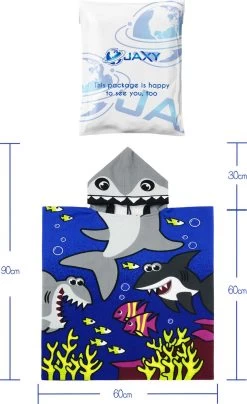 JAXY Badcape Baby - Badcape - Baby Badjas - Omslagdoek - Omslagdoek - Baby Handdoek Met Capuchon - Strandhanddoek - Badponcho - Poncho Handdoek - Microfiber - 60x90cm - Haai Donkerblauw -Babyproducten Uitverkoop 733x1200 4