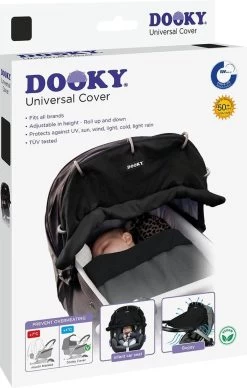 Dooky Universal Cover Zonnescherm Kinderwagen - Uni Zwart -Babyproducten Uitverkoop 764x1200