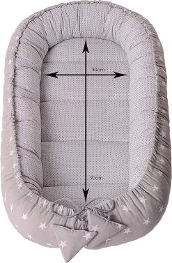 Medi Partners Knuffel Nest Set, Incl. Baby Nest 90x50 Verwijderbare Insert Deken, Plat Kussen En Vlinder Kussen, 100% Katoen, Grijs, Large, 5 Stuks -Babyproducten Uitverkoop 786x1200 8