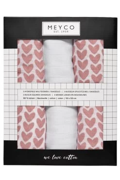 Meyco Knitted Heart Swaddle - 3-pack - Hydrofiel - Pink - 120x120cm 9 Meyco Knitted Heart Swaddle - 3-pack - Hydrofiel - Pink - 120x120cm -Babyproducten Uitverkoop 800x1200 326