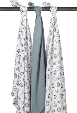 Meyco Animal Swaddle 3-pack - Hydrofiel - Multicolor - 120x120cm