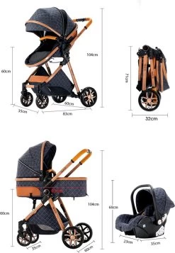 Merkloos Kinderwagen 3-in-1 – Luxe Kinderwagen - Buggy – Wandelwagen - Multifunctioneel – Opklapbaar – Incl Autostoel – Blauw -Babyproducten Uitverkoop 831x1200 7