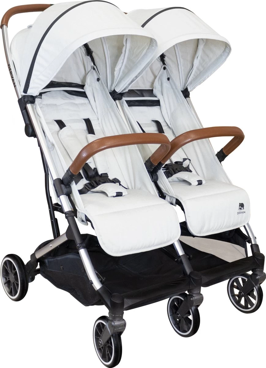 Deryan Luxe Rolo X2 Dubbele Buggy - Duo Buggy - Creme 1 Deryan Luxe Rolo X2 Dubbele Buggy - Duo Buggy - Creme