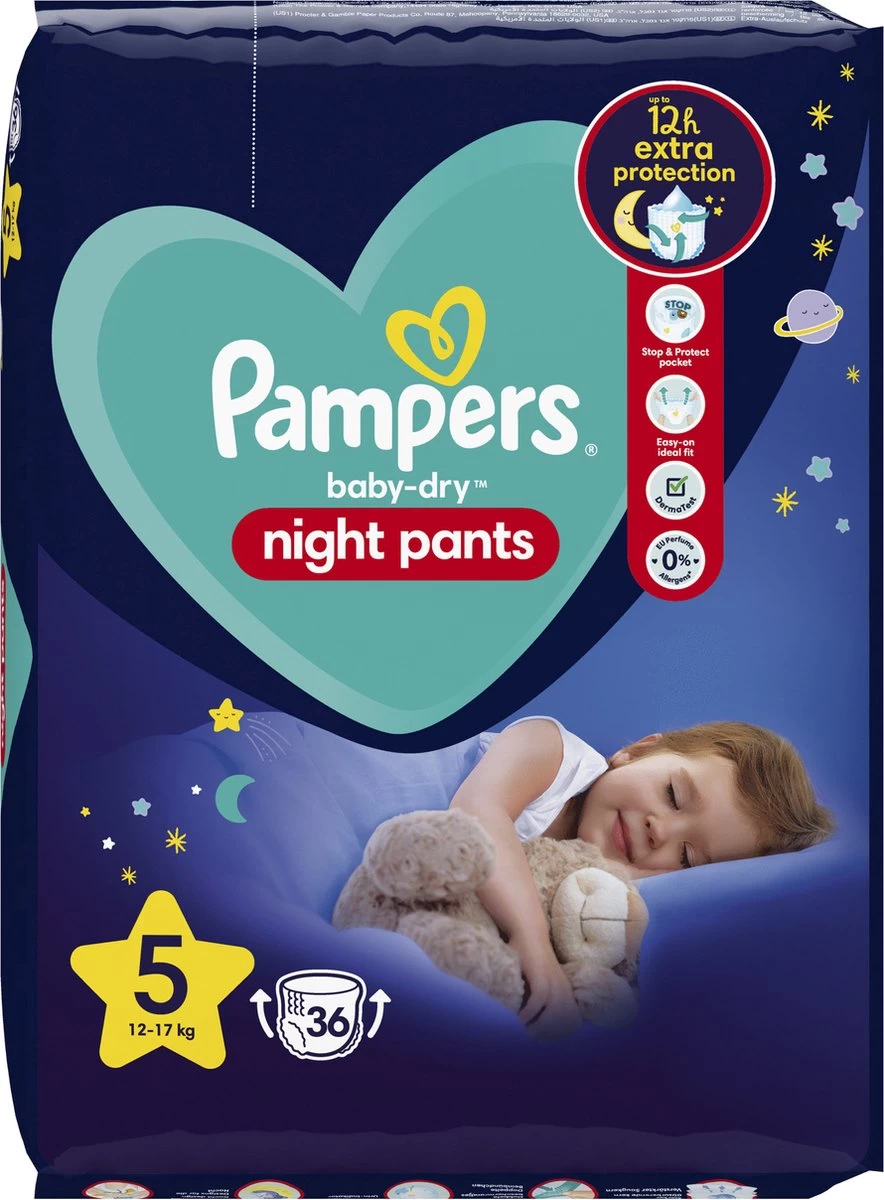 Pampers® Pampers - Night Pants - Maat 5 - Mega Pack - 72 Luierbroekjes 2 Pampers® Pampers - Night Pants - Maat 5 - Mega Pack - 72 Luierbroekjes - Afbeelding 2