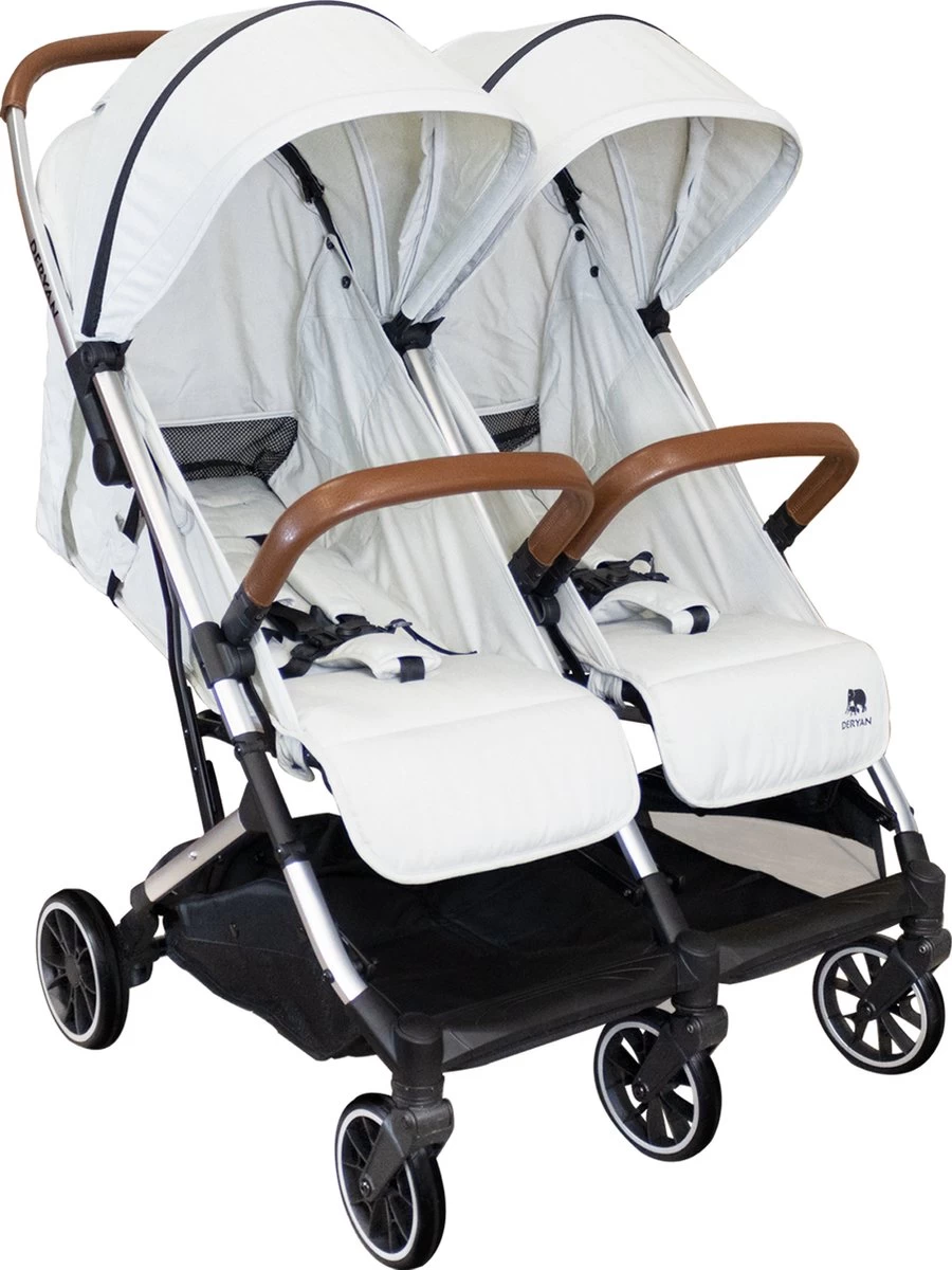Deryan Luxe Rolo X2 Dubbele Buggy - Duo Buggy - Creme 7 Deryan Luxe Rolo X2 Dubbele Buggy - Duo Buggy - Creme - Afbeelding 7