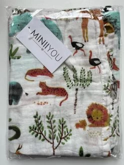 Hydrofiele Doek XL - Baby Inbakerdoek - 120x120 Cm - Safari Dieren -Babyproducten Uitverkoop 900x1200 63