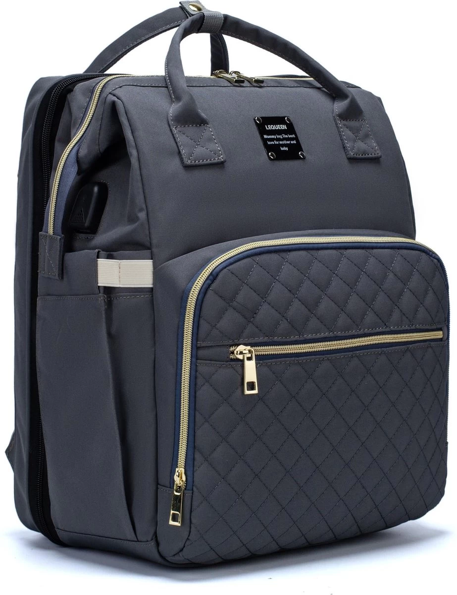 Luiertas - Multifuctioneel Luiertas 3 In 1 - Met Babybedje - Met Verschoningsmatje - Grijs - Met Usb - Met Verdikt Matras 4 Luiertas - Multifuctioneel Luiertas 3 In 1 - Met Babybedje - Met Verschoningsmatje - Grijs - Met Usb - Met Verdikt Matras - Afbeelding 4