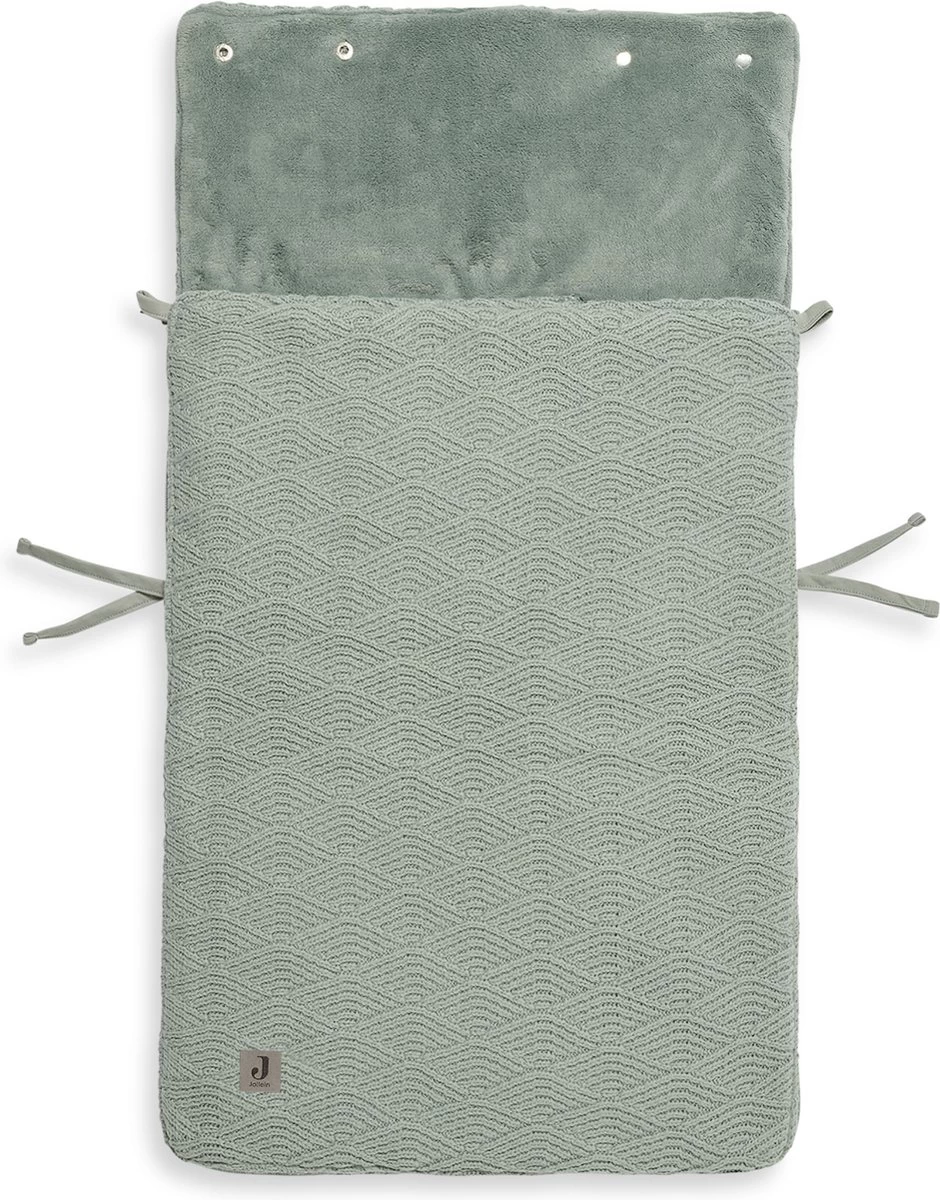 Jollein Voetenzak Voor Autostoel & Kinderwagen - River Knit - Ash Green 4 Jollein Voetenzak Voor Autostoel & Kinderwagen - River Knit - Ash Green - Afbeelding 4