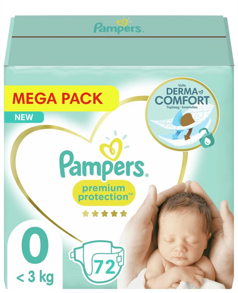 Pampers® Pampers - Premium Protection - Maat 0 - Mega Pack - 72 Luiers - Premature Luiers 1 Pampers® Pampers - Premium Protection - Maat 0 - Mega Pack - 72 Luiers - Premature Luiers