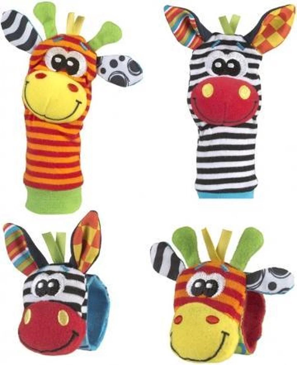 Playgro Pols- En Voetrammelaarset Zebra & Giraf - Set Van 4 Stuks, 2 Polsbandjes En 2 Rammelsokjes 11 Playgro Pols- En Voetrammelaarset Zebra & Giraf - Set Van 4 Stuks, 2 Polsbandjes En 2 Rammelsokjes - Afbeelding 11
